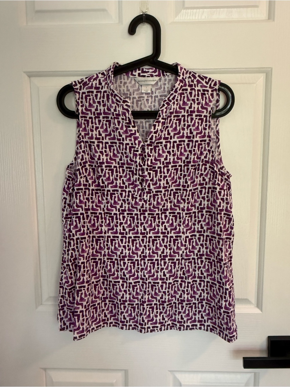 Christopher & Banks Purple Geometric Sleeveless Camisole